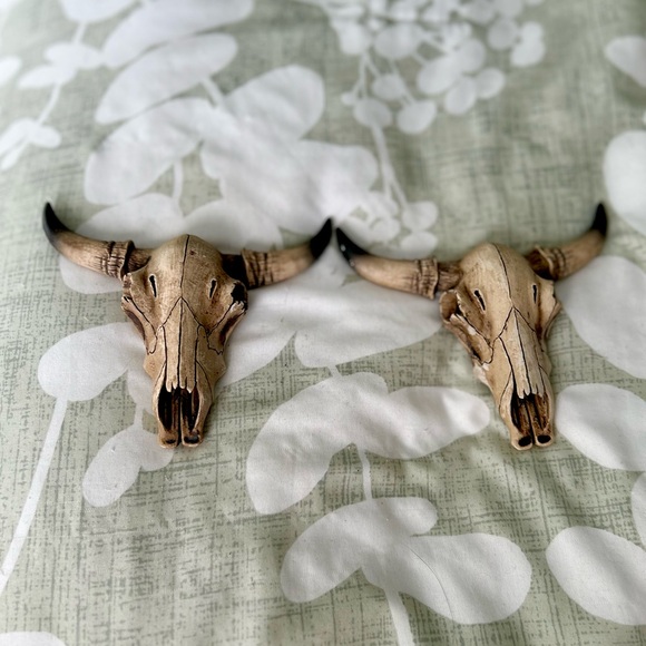 Rustic Cottagecore Animal Faux Skull Skeleton Textured Wall Farm Decor Art x2 - Picture 9 of 10